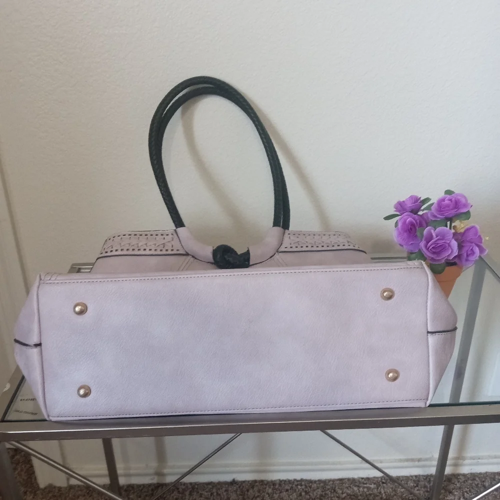 Vegan Leather Twist Knot Double Handle Women's Tote Bag Neutral Color - Picture 10 of 10